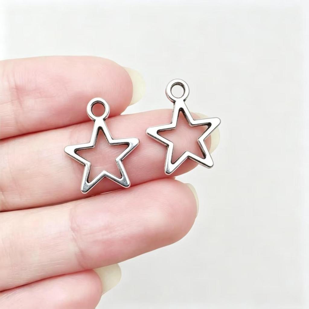 Cross and Star Hollow Alloy Jewelry Charms for Necklaces, Earrings, and Bracelets