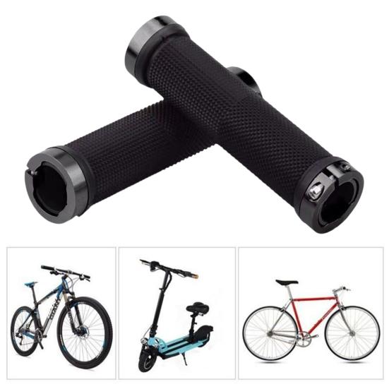 1 Pair Bicycle Handlebar Grip Cover with Ends Screwdriver Tool Non-slip Rubber Aluminum Alloy MTB Road Mountain Bike Handle