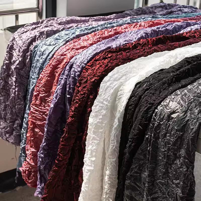 50x117cm Gradient GlassTexture Pleated Fabric Creative Modeling Reconstruction Designer Fabric For Diy Sewing Dress Pants Hanfu