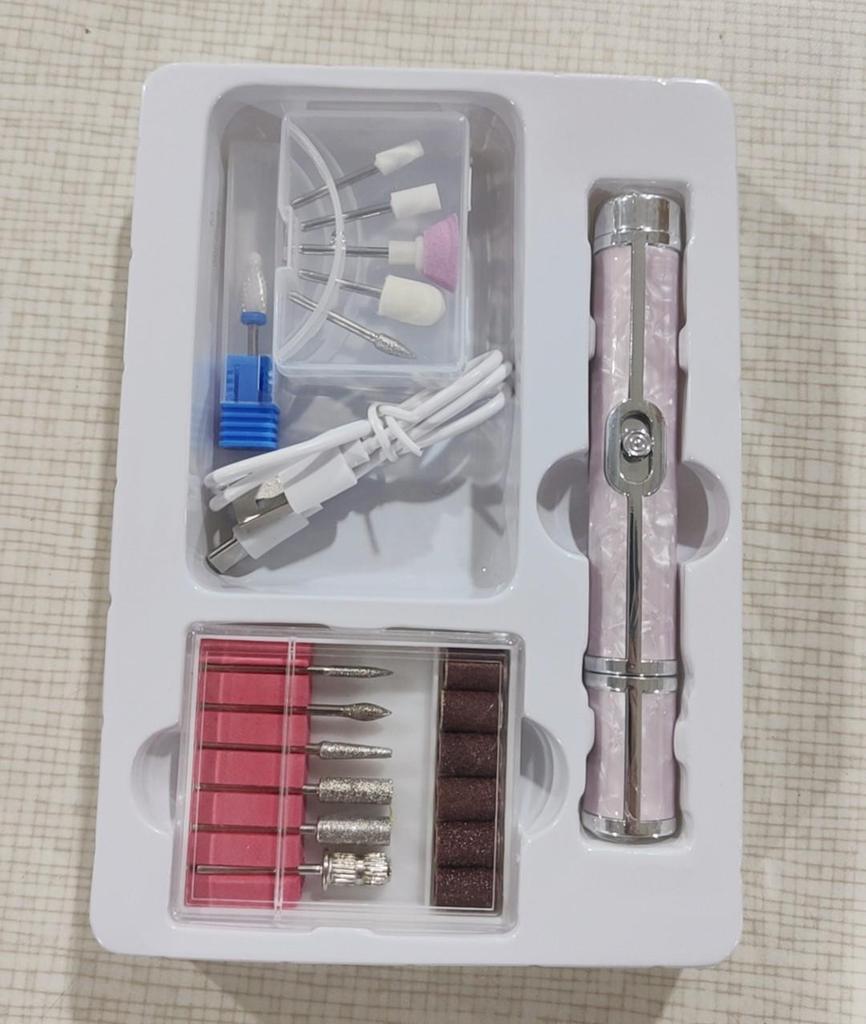 Rechargeable Electric Nail File & Grinder for Manicure and Dead Skin Removal - Gray Nail Care Tool