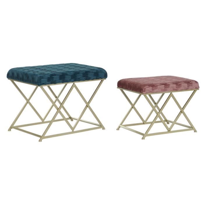 Banquette - 62 x 42 x 47 cm - Métal - Velours doux - 2 places