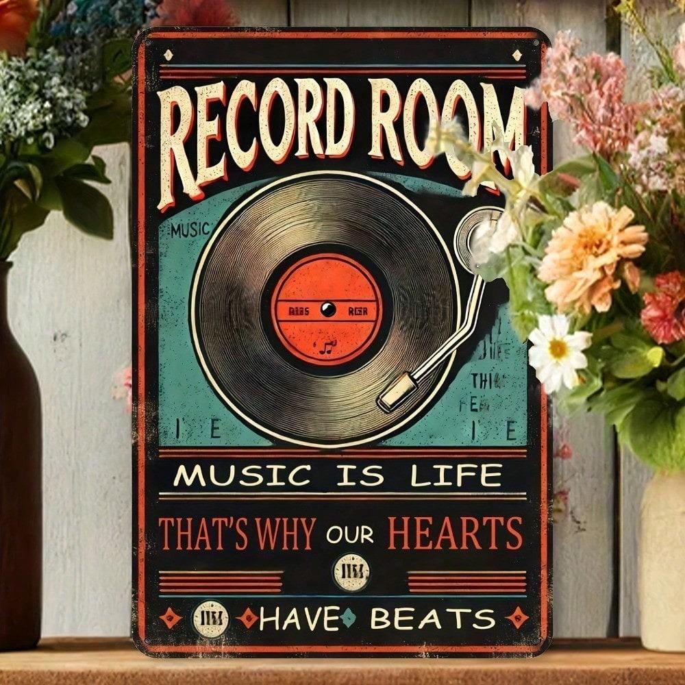 Vintage Metal Wall Sign Retro Music Record Store Decor Home Bar Cafe Garage Iron Art Hanging Plaque