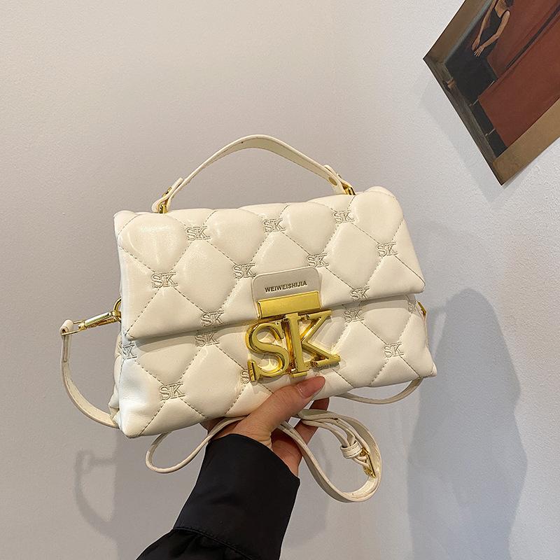 

Сумка-цепочка Rhombus женская 2024 года, новая портативная сумка через плечо, повседневная универсальная женская сумка высокого класса белый