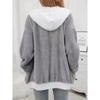 Women S Loose Plush Zip Up Hooded Coat For Autumn Winter