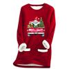 Ladies' Loose And Comfortable Round Neck Christmas Print Thick With Pockets Long Sleeved Top