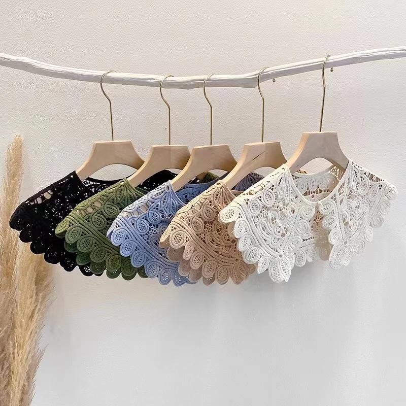 Hollow Crochet Lace Detachable Collar Shawl O-Neck Doll False Collar Shirt Women Hollow Crochet Lace Detachable Collar