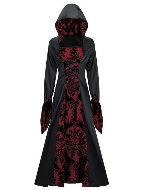 Vintage European Court-Style Hooded Long Sleeve Halloween Dress