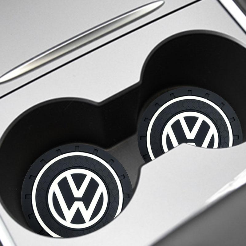 2Pcs Car Anti Slip Coaster Anti-noise Water Cup Pad Cushion Car Accessories For Volkswagen B5 B6 B7 T4 T5 Golf 4 5 6 7 Polo Passat Tiguan Jetta Gol