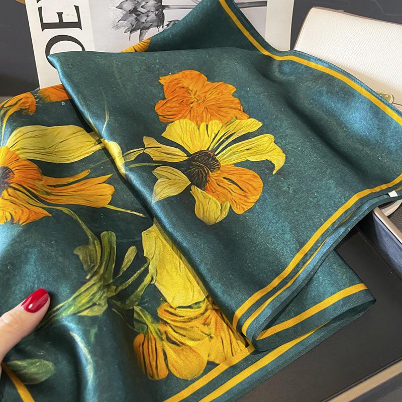 100% Natural Silk Square Scarf Women Foulard High Quality Bandana Scarves Female Summer Neckerchief Popular Headkerchief Shawl