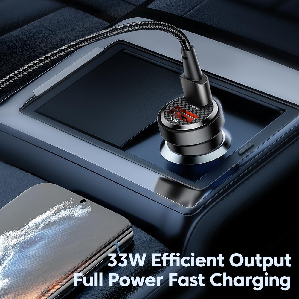 Toocki PD 33W USB Car Charger Fast Charge For iPhone 15 14 13 12 11 ProMax Samsung Huawei Xiaomi POCO Transparent Type C Charger