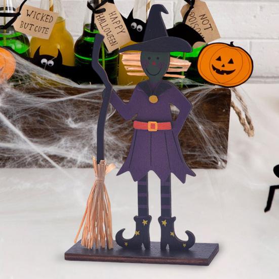 Halloween Wooden Ghost Sign Cute Ghost Witch Pumpkin Tiered Tray Decoration for Home Shelf Mantel Tabletop Windowsill Decor