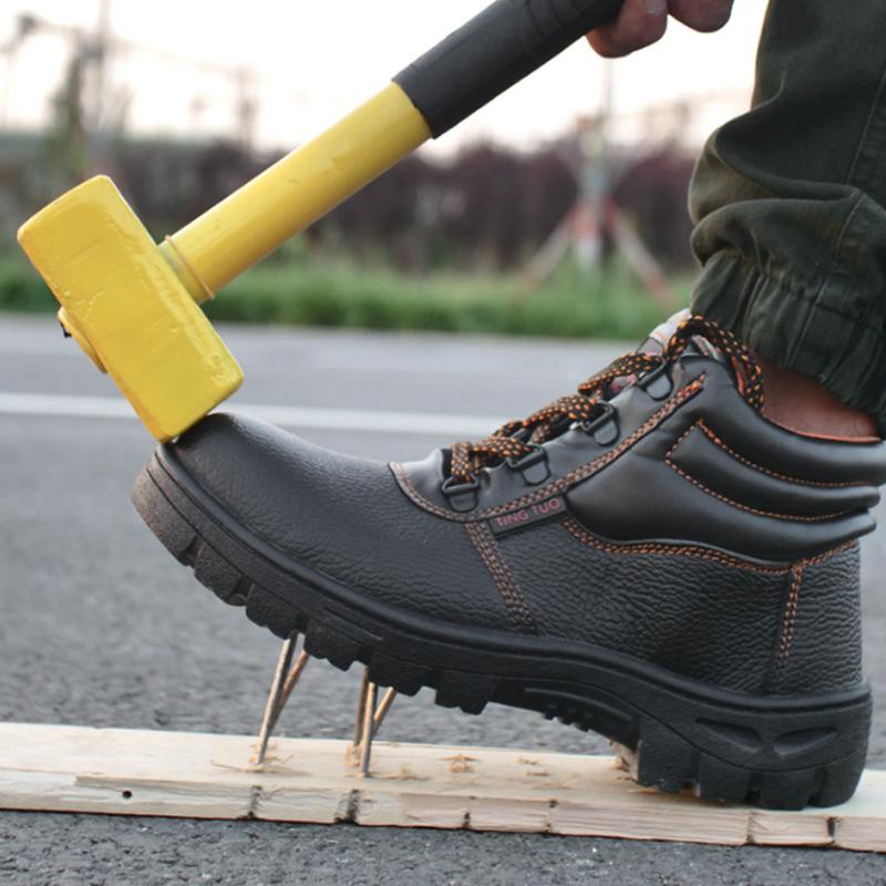 Steel Toe Boots Men Work Boots Anti-smash Anti-puncture Work Sneakers Waterproof Boots Indestructible Protective Work Boots