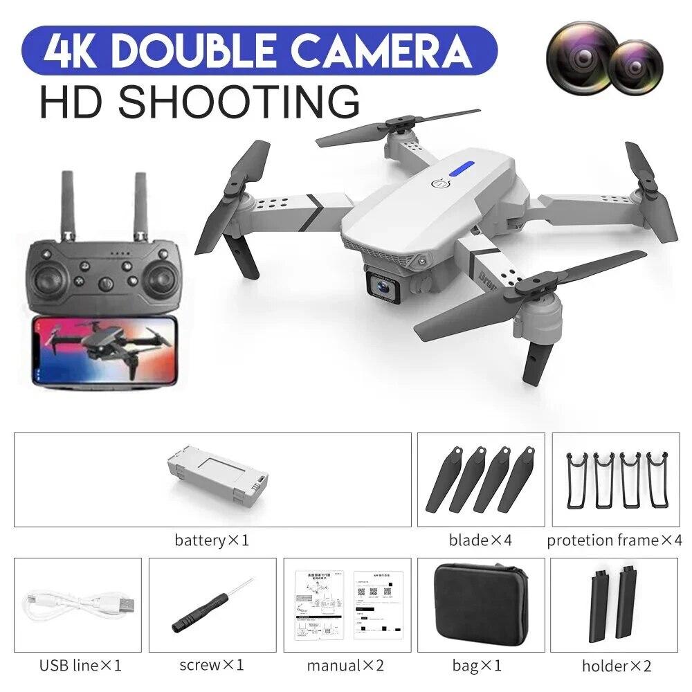 2025 E88Pro RC Drone 4K 1080P Wide Angle HD Camera Foldable Helicopter WIFI FPV Height Hold Gift Toy