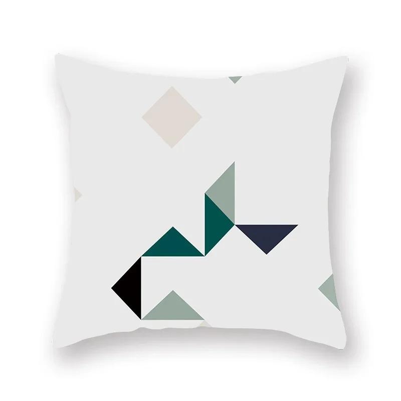 Abstract Geometric Pillowcase Flowers Leaves Teal Sofa Car Bedroom Home Decor Pillow Cushion Cover