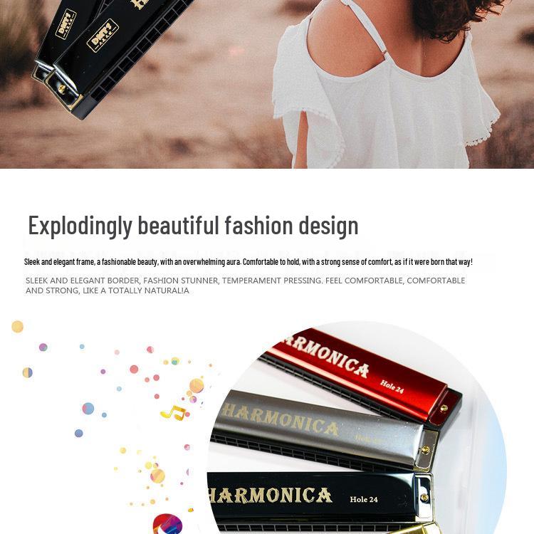 Big Beauty Angel 24-Hole Diatonic Harmonica & 37-Key Melodica for Adults & Beginners