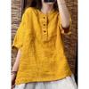 Retro Cotton Linen Short Sleeve Loose Summer Shirt