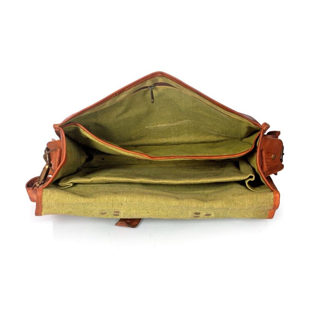 Men's  goat leather messenger Real satchel bag genuine laptop brown briefcase