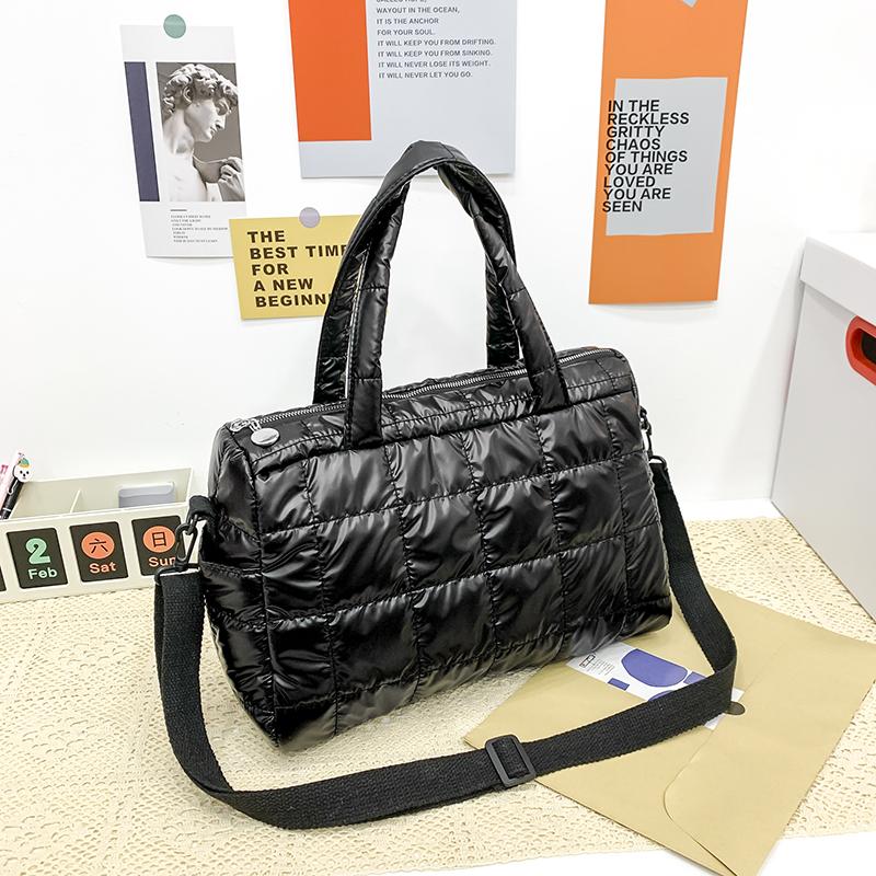 Fashionable Women's Tote Bag, Female Large Capacity Padded Shoulder Bag, Quilted Checkered Handbag, Down Messenger Bag