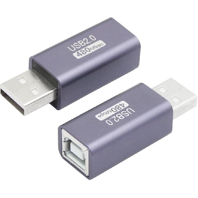 USB 2.0 B Type Connector Adapter, Micro USB Male To USB B (MIDI) Female Power and Data Extension Adapter, Aluminum Alloy Housing, for Electronic