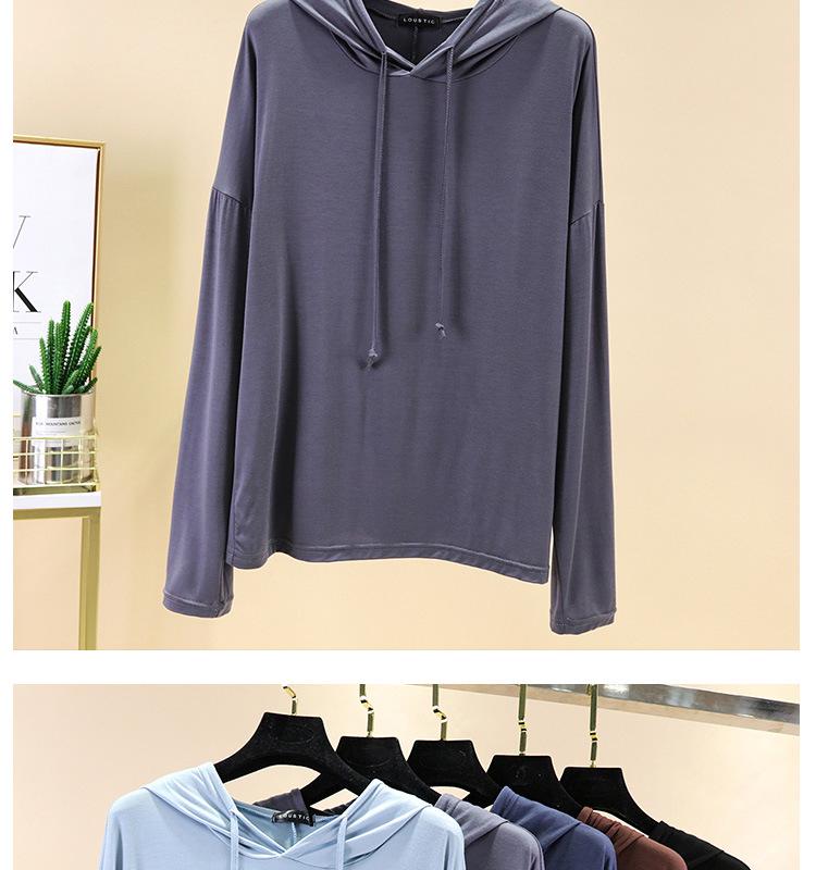 Women's Plus Size Loose Hooded Long Sleeve T-Shirt - Spring/Summer Sunscreen Layer