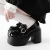 Mine subculture dark punk Japanese leather shoes loafers patent leather heightening shoes