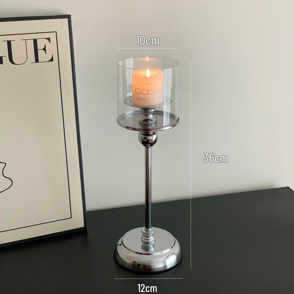 European-Style Retro Candle Holder with Glass Cover - High-Grade New Year Decoration Ornament