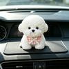 3D Car Teddy Dog Figurine Lifelike Simulation Decor With Anti-Slip Pad Cute Auto Dashboard Ornament for Pet Lovers Gift