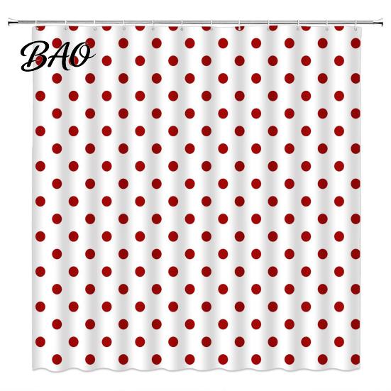 Stylish Retro Bathroom Decor Polka Dot Shower Curtain with Hooks, Waterproof Fabric Curtain, Bath Decorative Curtains for Tub Bathtub Decor, Washable,