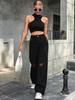 Women's INS Fashion Ripped High-Waisted Wide-Leg Jeans