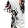 Fashion Men's T-Shirt 3D Ink Splash Tiger Print Short Sleeve Round Neck Casual Graphic Tee Streetwear Top Summer Clothes Gift