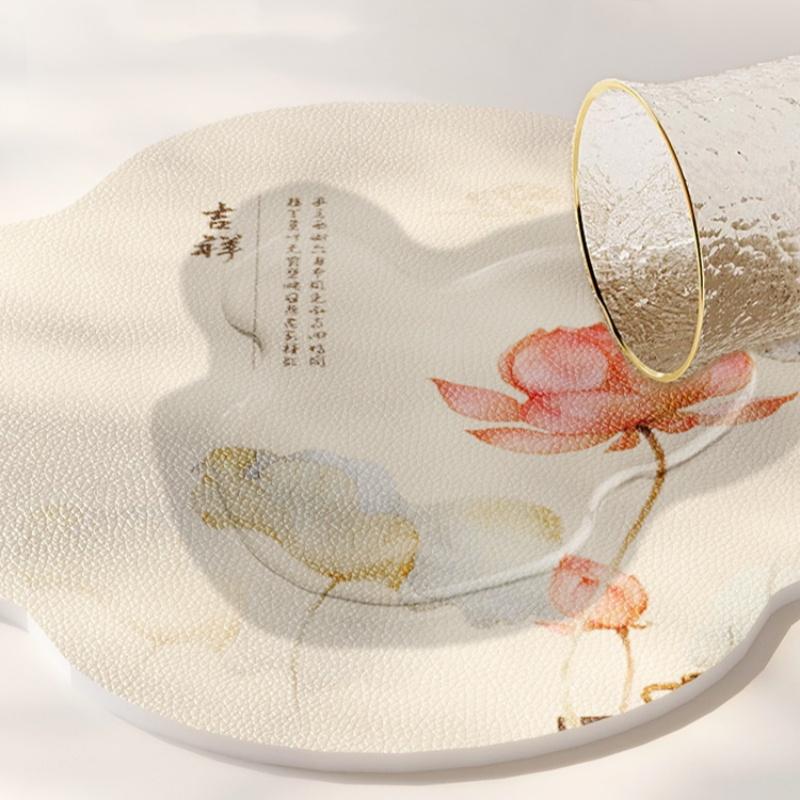 Lotus Coasters Leather Dining Table Heat Insulation Waterproof Mats Household Tea Cup Anti-scald Non-slip  Mat Home Coaster