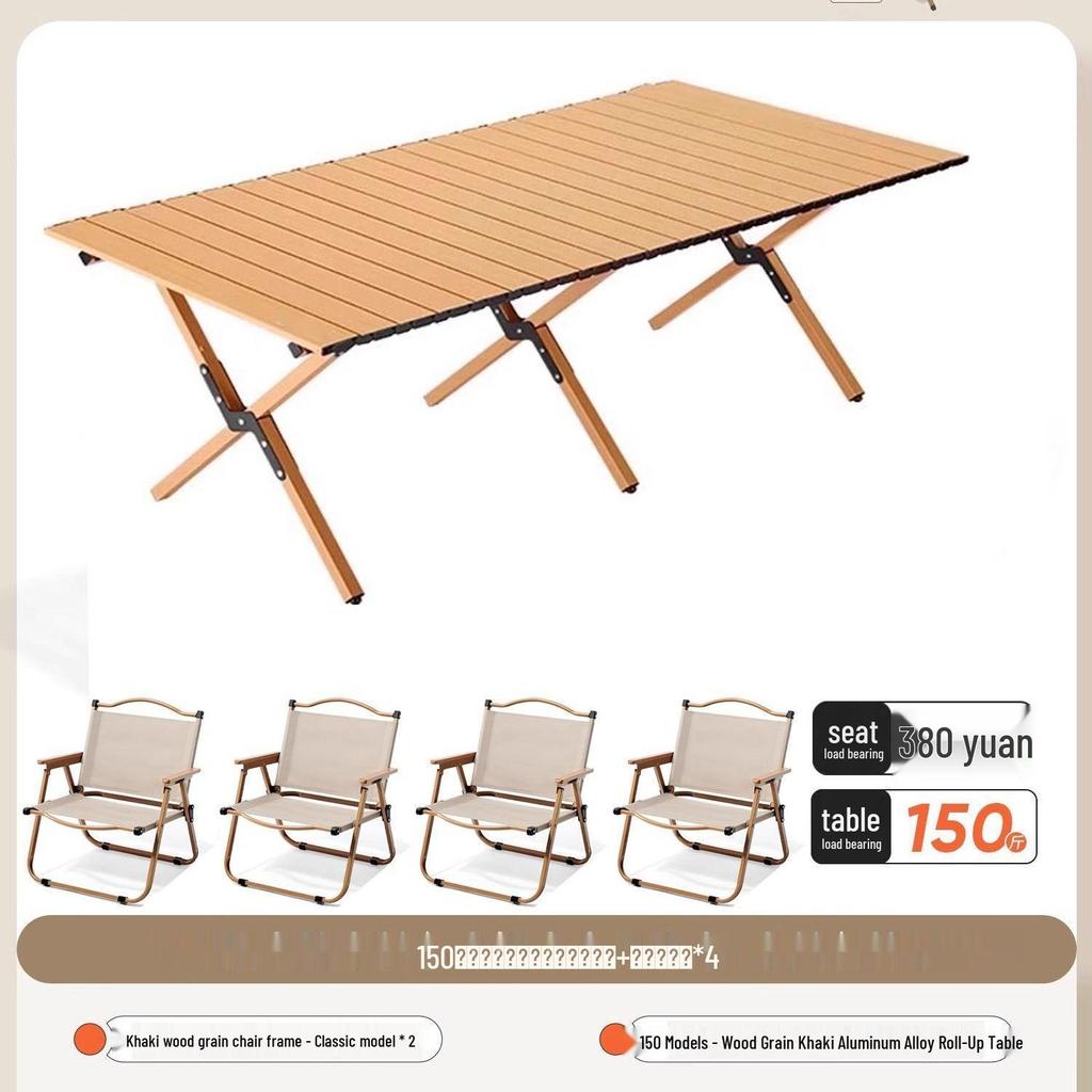 A1R Portable Roll-up Folding Picnic Table & Chair Set for Outdoor Camping.