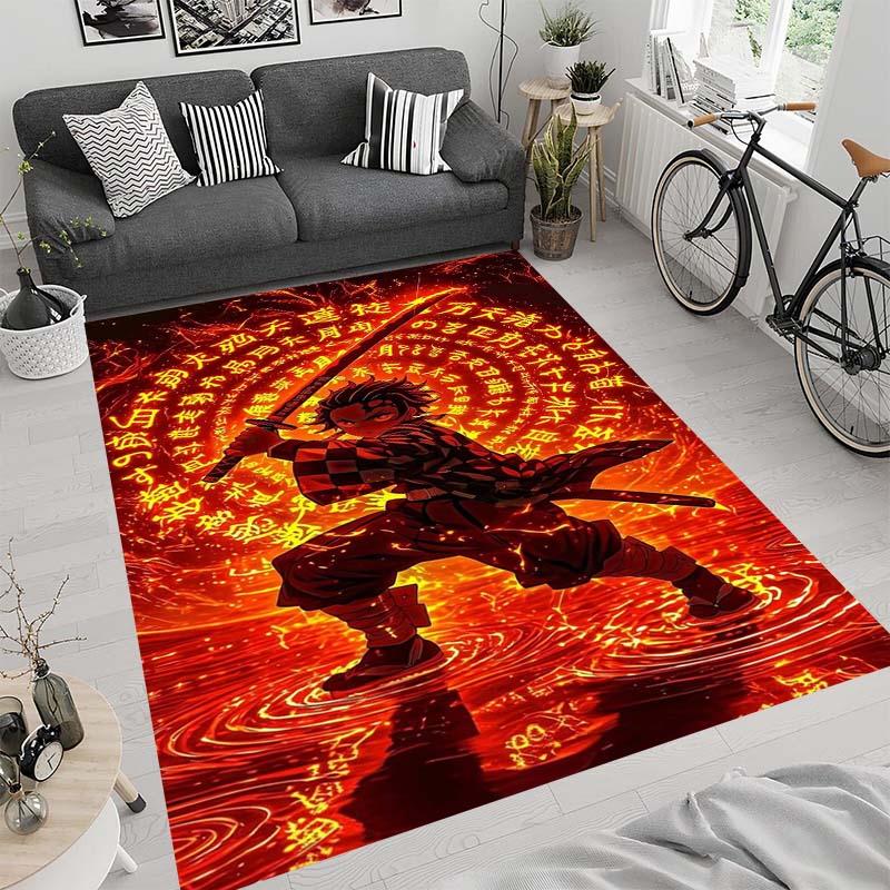 Anime-themed Kamado Nezuko Kimetsu No Yaiba Rug, Suitable for Playrooms, Bedrooms, Living Rooms, Sofas, and Other Home Décor;