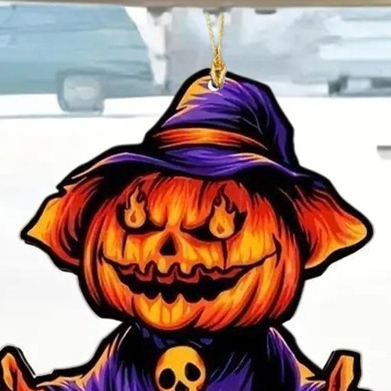 Automobile Pendant Lightweight Acrylic Rearview Mirror Decoration 2D Pumpkin Design Safety Anti-Blocking Cat Pendant