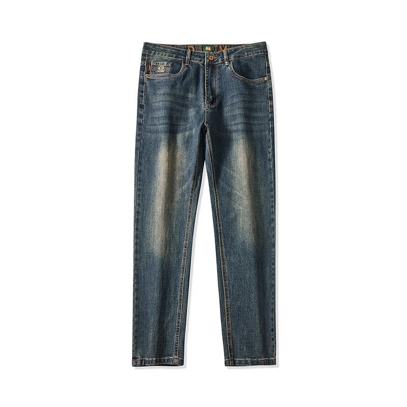 Men'S Jeans Autumn And Winter New Trend Retro Men'S Pants Elastic Straight Leg Pants With Added Fleece And Increased Casual Size