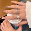 Zircon Pearl Flower Opening Ring Women's Cold Wind Index Finger Ring New Ring