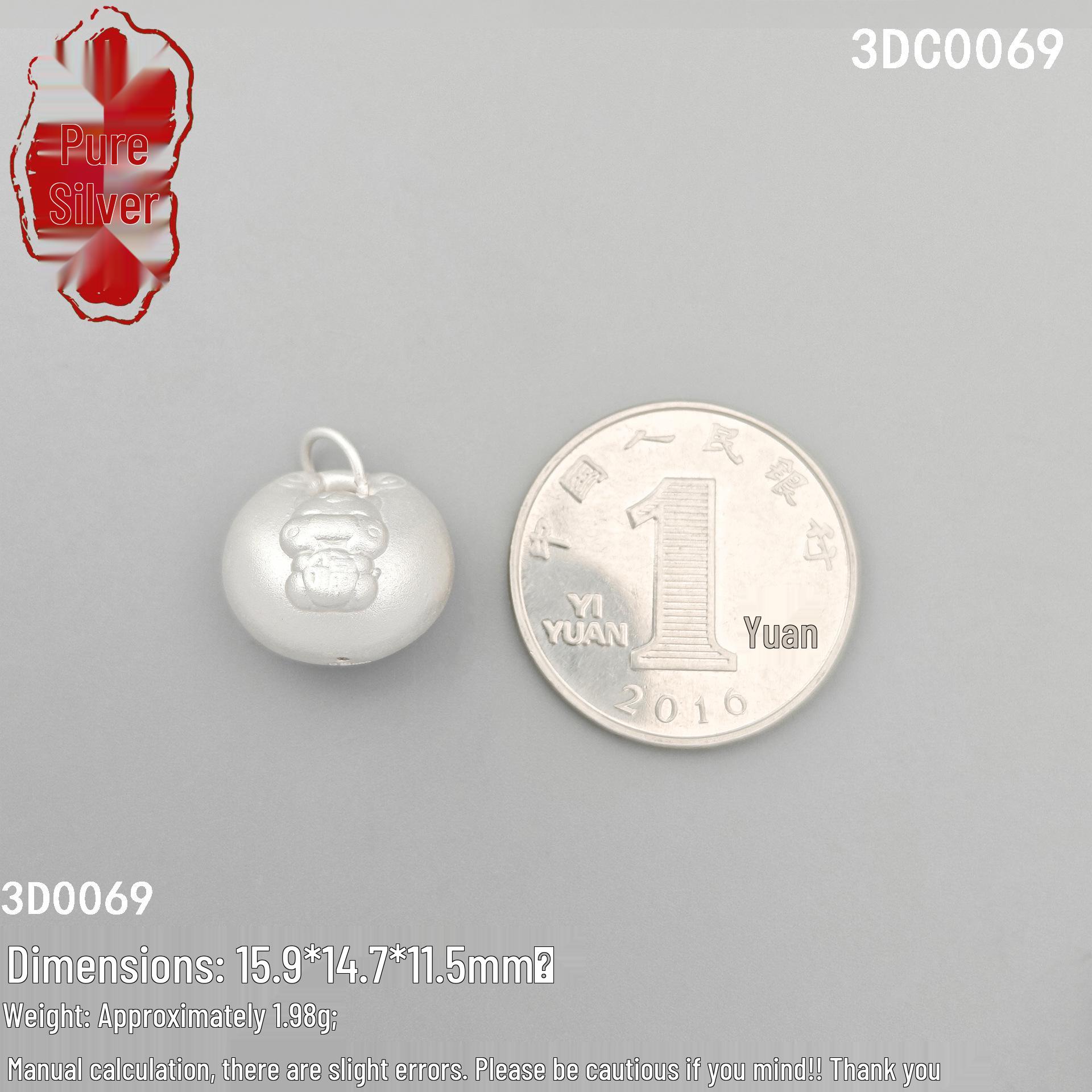 Sterling Silver Fu Cow 3D Pendant - Year of the Ox Good Luck Charm for Bracelet or Necklace 999 Sterling Silver: Single Price