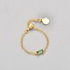 Light Luxury Vintage Colored Diamond Chain Sliding Ring Women Niche Design Statement Index Finger Jewelry Fashion