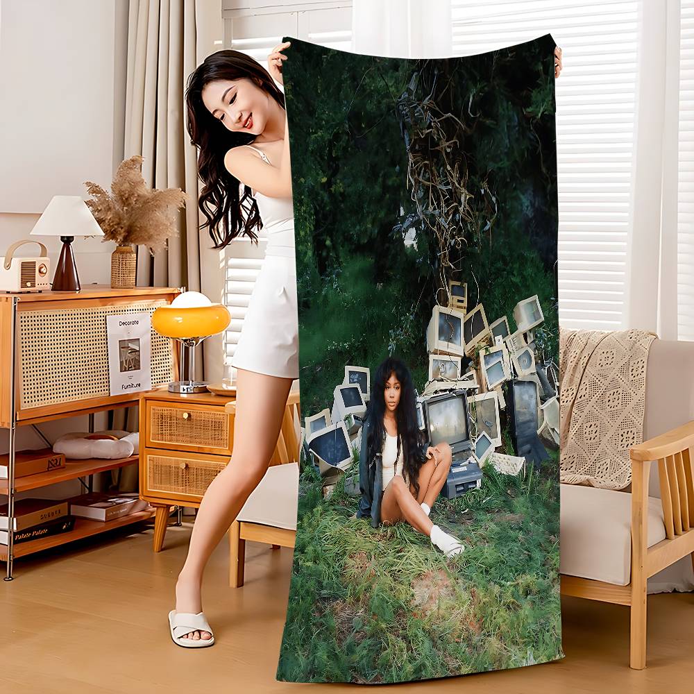 SZA SOS Album Bath Towel Microfiber Soft Water Absorbing Breathable For Girl Kids Decorative Cartoon Beach Towel