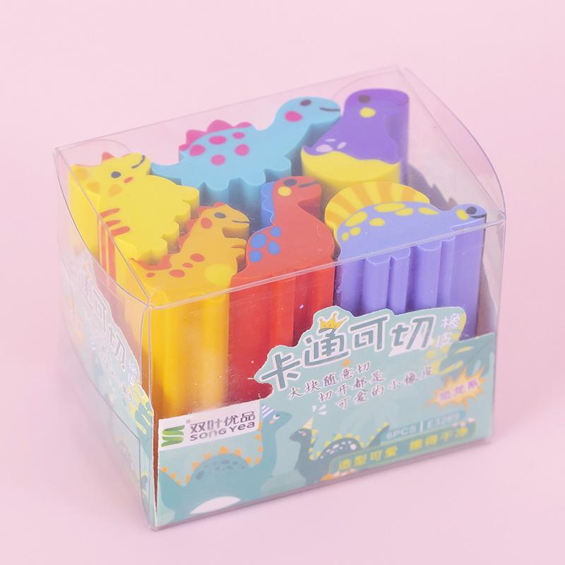 

6Pcs/Set Kawaii Animal Food Unicorn Cutting Eraser Rubber Cute Student Stationery Pencil Erasers for Kids School Office Supplies
