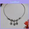 Dark Style Halloween Chain Necklace With Skeleton Head And Bat For Party Decor