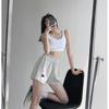 Summer Waffle Sports Shorts Women's High Waist Drawstring Loose Casual Straight Wide Leg Five-point Pants