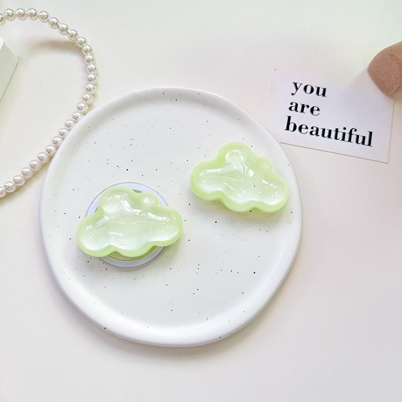 Glitter Solid Color Cloud Small Fresh Mobile Phone Holder Desktop Airbag Retractable Magnetic Paste Wind Female Ring