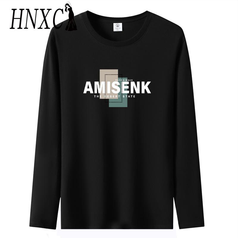 

Хлопковая футболка с длинным рукавом HNXC Мужская модная свободная сочувственная футболка XXXXXL чёрный