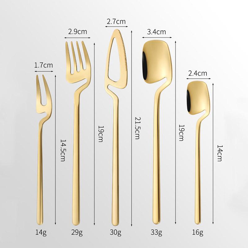Hangable 5-Piece Tableware Set, Stainless Steel Cutlery Set Dining Utensils Kitchen Dinnerware Set Include Knife/Fork/Spoon/Coffee Spoon