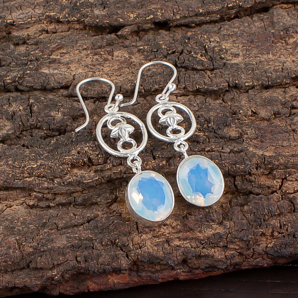 

Молочный опал драгоценный камень 925 стерлинговое серебро ювелирные изделия ручной работы серьги 2.00 для нее EE-17-14