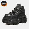 Fashion 2025 New Fashion Retro Tank-Soled Shoes Metal High-Top Shoes Thick-Soled Real Leather Shoes Punk Platform Sole Style Shoes Women