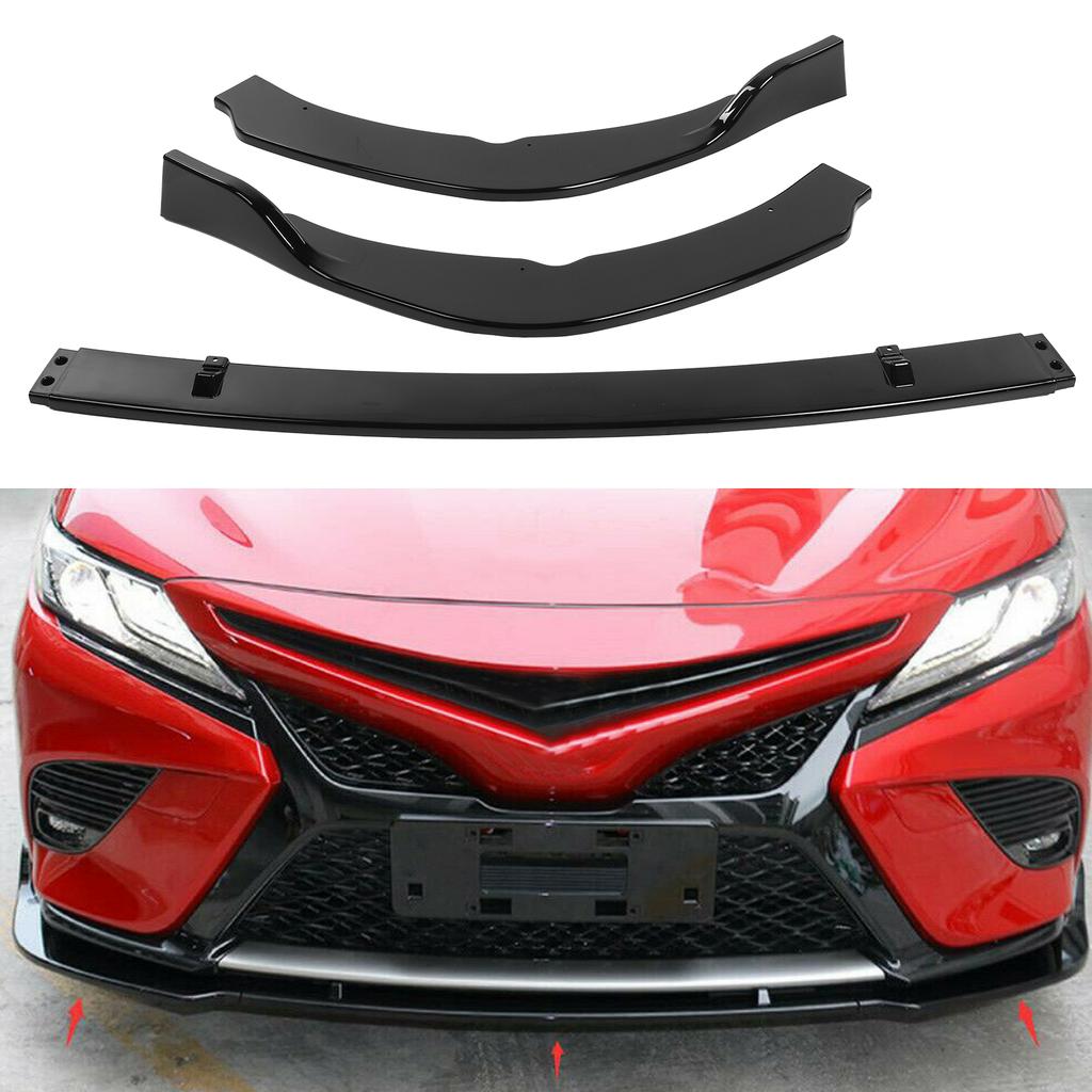 3Pcs Front Bumper Lip Chin Body Kit Splitter Deflector Fit for Camry SE XSE 2018‑2020Glossy Black
