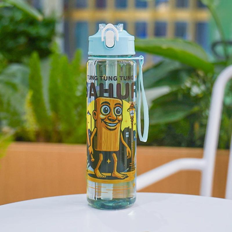 750ml Cartoon Straw Cup Water Cup Leak-proof Convenient To Carry Suitable For Sports Outdoors Gym Large Capacity Cute Plastic Water Cup