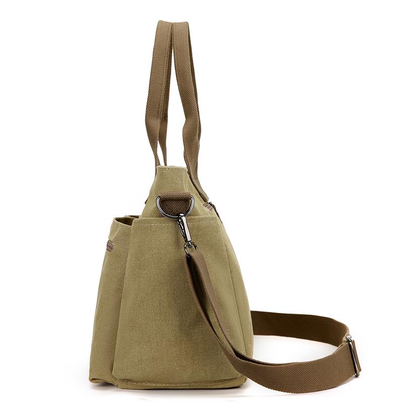 Dámská všestranná plátěná taška tote - Velkokapacitní crossbody batoh na cestování, nakupování a do kampusu